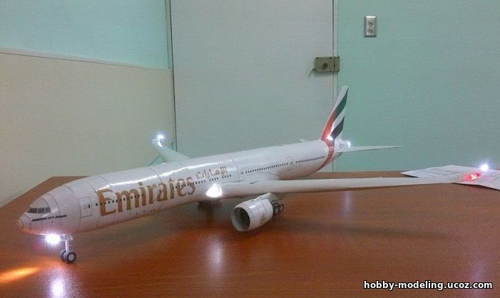 Boeing B-777-300ER Emirates модель, Перекрас Canon Papercraft скачать