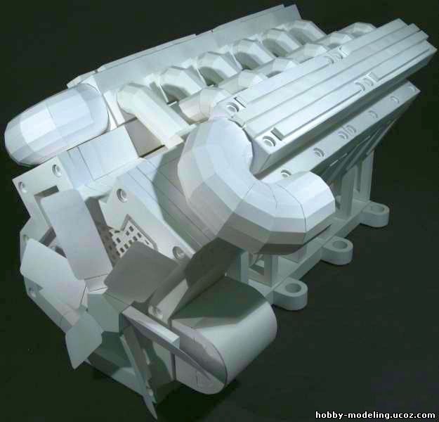 двигатель модель, V12 из бумаги