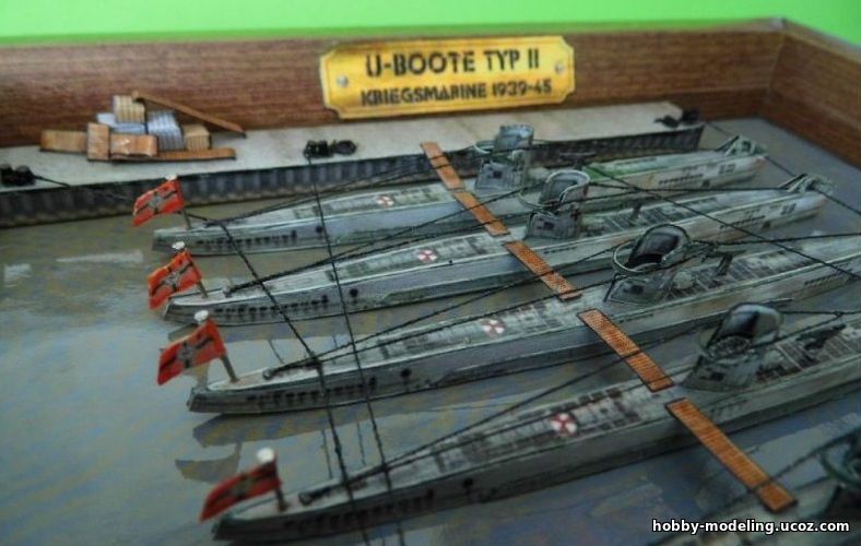 U-Boot Type II модель, диорамы из бумаги